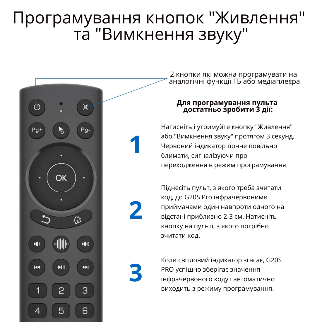 Програмування пульта G20S Pro 